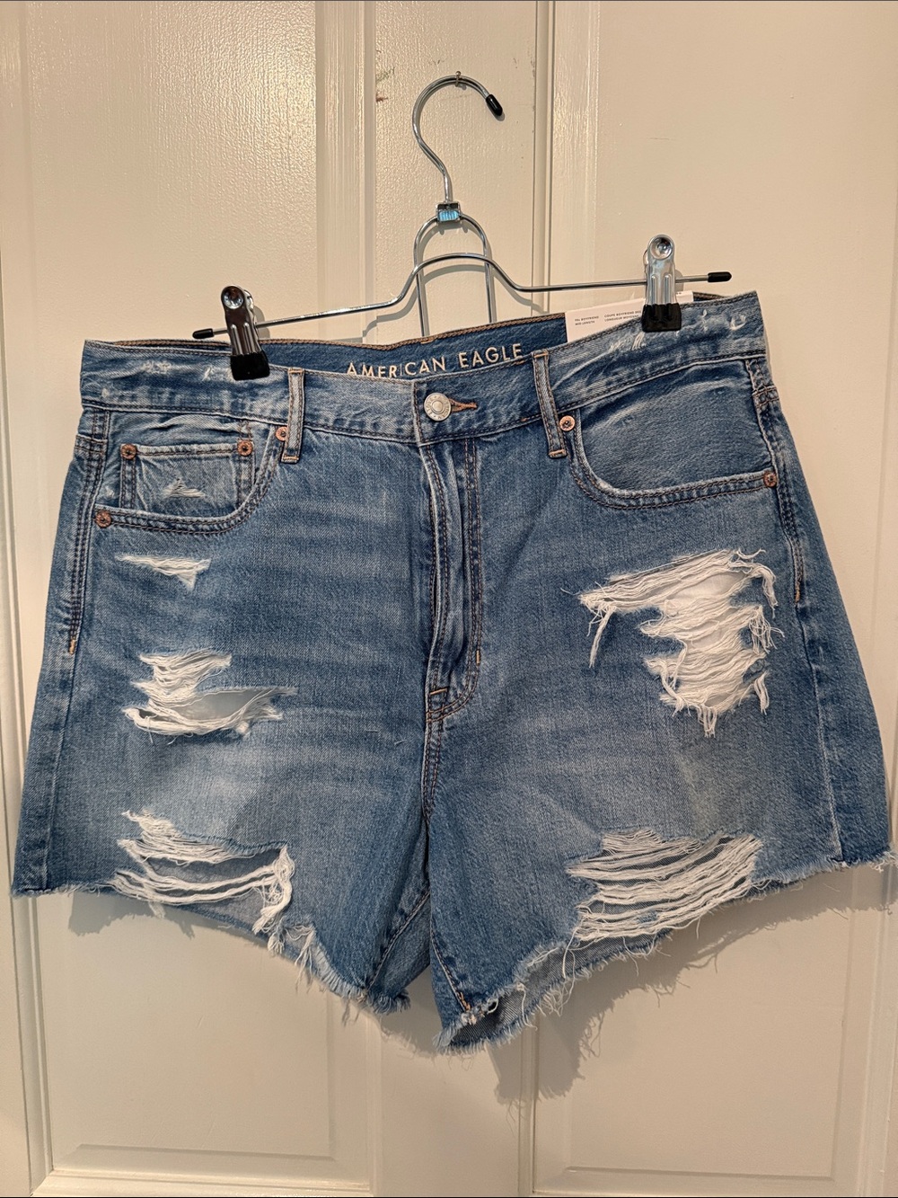 American Eagle Outfitters 90s Boyfriend Distressed Light High-Rise Jean Shorts